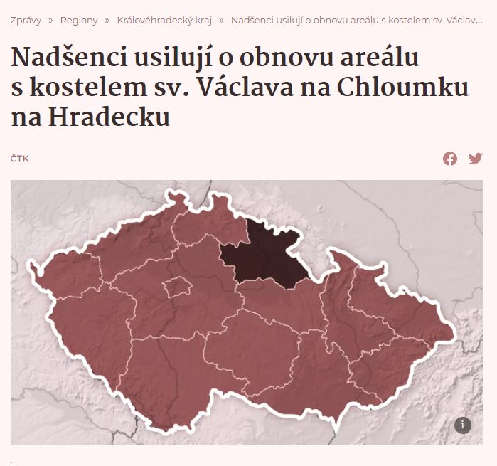 Nadšenci usilují o obnovu areálu s kostelem sv. Václava na Chloumku na Hradecku